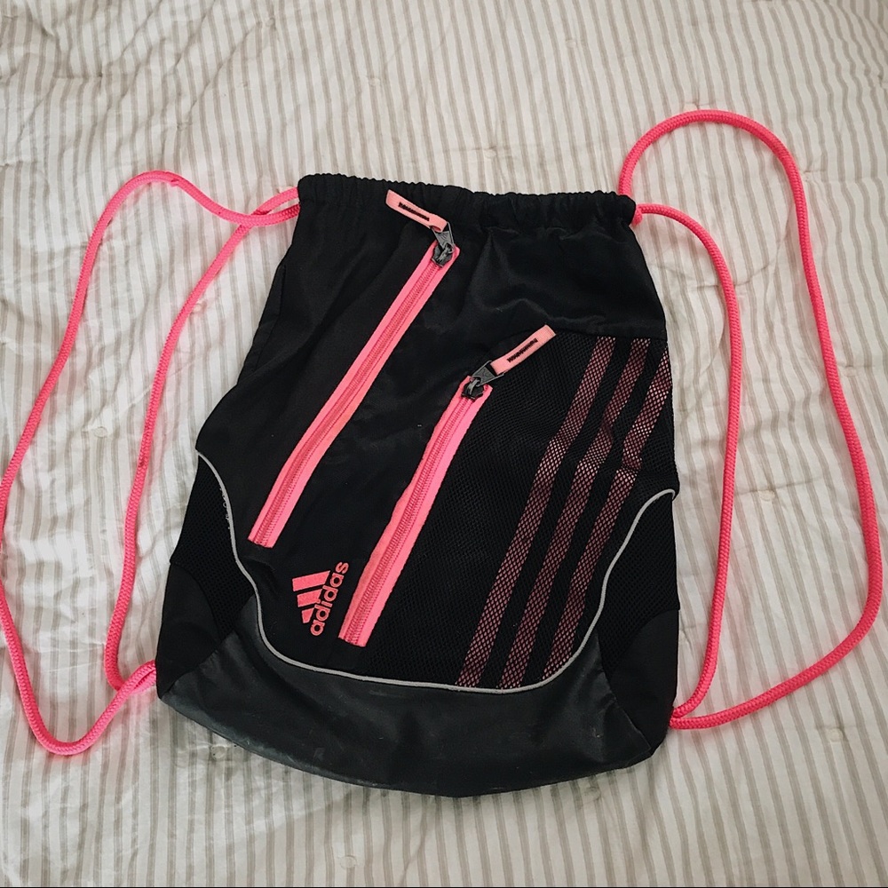 DONATING SOON black/pink adidas drawstring gym bag